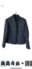 Club Monaco Women's Sz 12 Textured Shirt Jacket Blazer Wool Blend Career Blue
