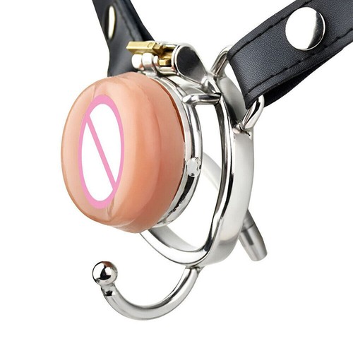 Sissy Male Chastity Device Stainless Steel Lock Anti-Dislodgement Cage with Belt - Picture 2 of 36