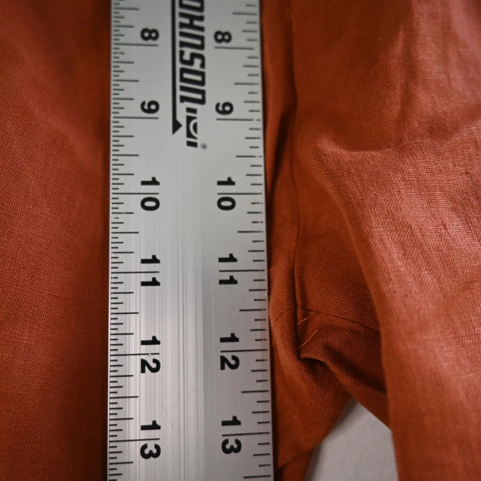 Pantalones de vestir rectos Paul Fredrick 40x32 naranja 100 % lino frente plano para hombre Foto 3 de 4