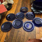 Hazel Atlas Cobalt Blue Modern Tone Dinner Salad Plate Vintage Set Of 8