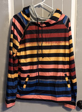 Unbranded Women  s Multicolor Hoodie 2 Hoods, Drawstring, Pockets Size XL NIP New