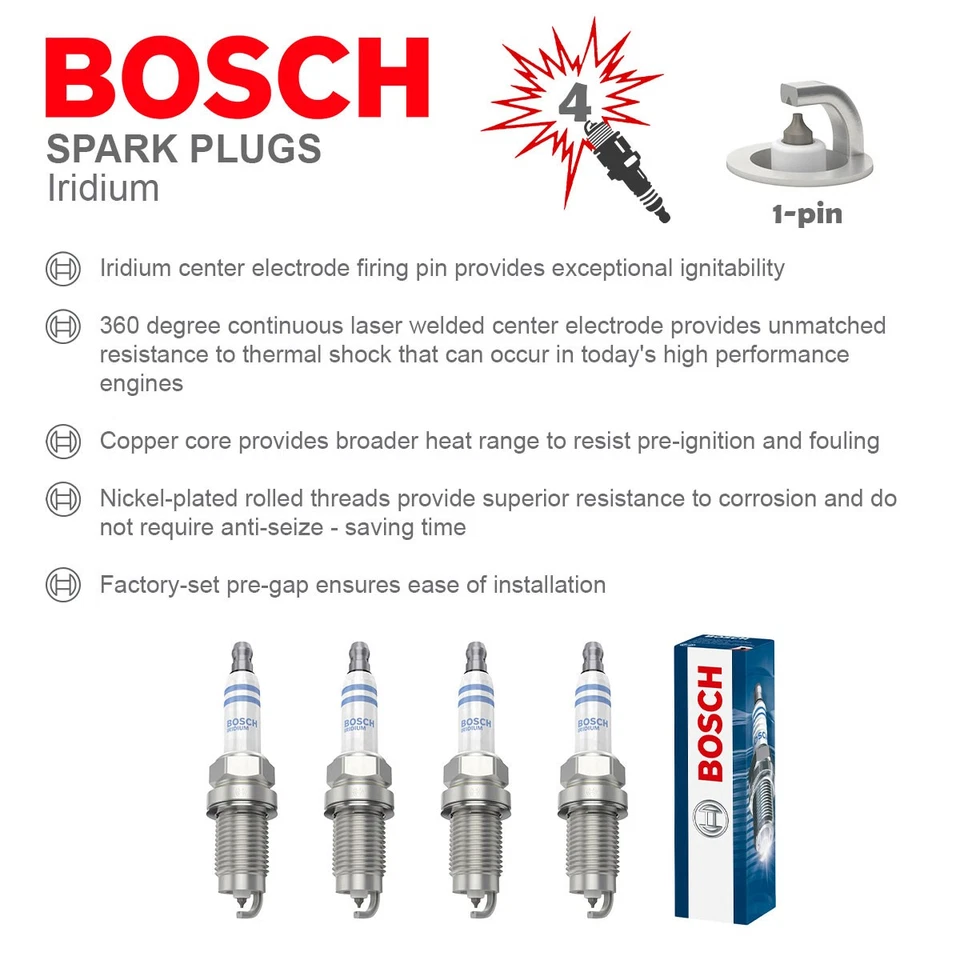Spark Plugs Set 4x 0242240665 Bosch 03C905601A 03C905601B 03F905600 03F905600A - Image 2 of 4