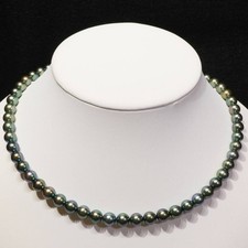 Pt900 K14 Black Pearl Flower Clasp Necklace/25-1980M