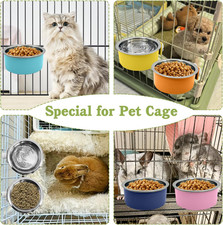 6 Pcs Crate Dog Bowl Cat Removable Stainless Food  Water Feeder Hanging Cage Bo