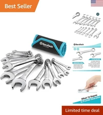 12-Piece Stubby Metric Wrench Set, Chrome Vanadium Steel for Precision Torque