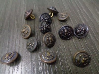 US Navy VINTAGE BRONZE 1/2  INCH buttons Service  Authentic Uniform SET OF 13