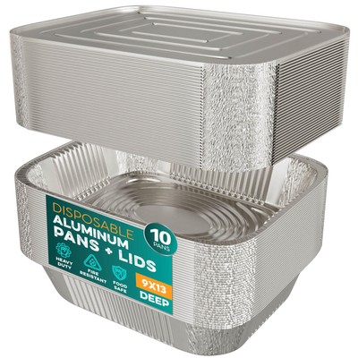 Aluminum Pans With Lids 9x13 [10 Sets] Aluminum Foil Pans Trays