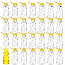 Thenshop 32 Pack Honey Bear Bottle with Straws Empty Plastic Cup Honey Jar Co...