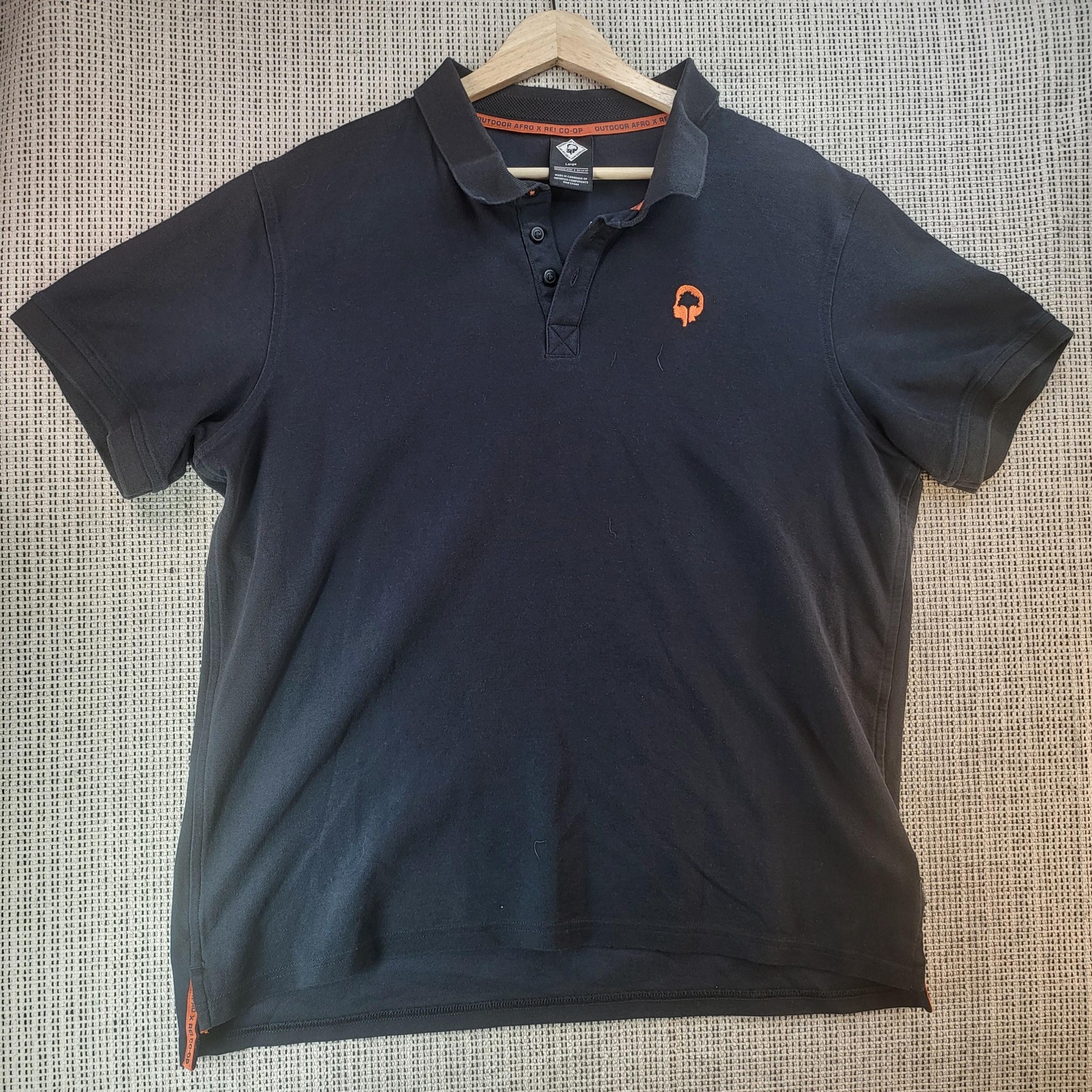 Outdoor Afro x REI Co-op Polo Shirt Mens Large Black Collaboration Short Sleeve