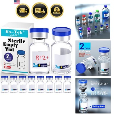 Ks-Tek Sterile Empty Vials with Self Healing Injection Port,with Aluminum Pla...