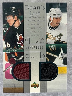 2001-02 UD Honor Roll Dean's List Kolanos Mike Modano Dual Jersey /1000 VG/EX
