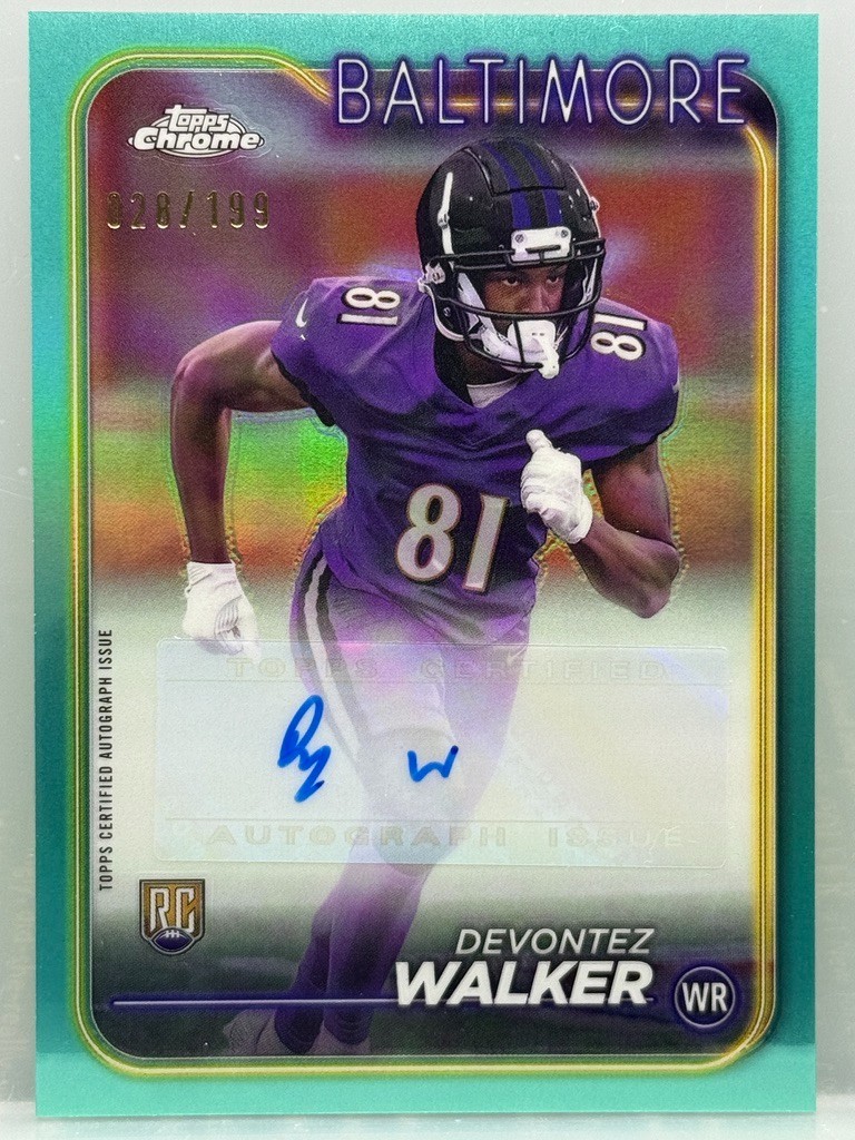 Devontez Walker 2024 Topps Chrome RC Variation Auto Aqua Refractor #'d /199