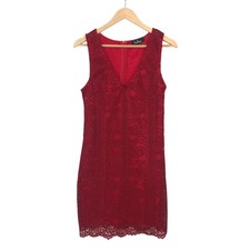 Lulus Red Lace Overlay Sleeveless V-Neck Mini Dress Sexy Cocktail Party Size M