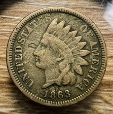 1863 Indian Head Cent - Actual Coin Shown - Free Shipping & Tracking INV#13