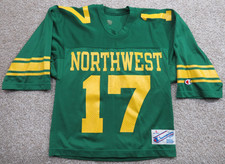 VTG 1980's Northwest Champion Yellow Green Football Jersey 17 Mens S Made in USA