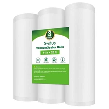 Syntus Vacuum Sealer Bags for Food, 3 Rolls 11 x 20 Commercial Grade Bag Roll...