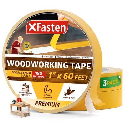 Double Sided Woodworking Tape 1 Inch x 180 (3-Pack) - Double Face Woodworker ...