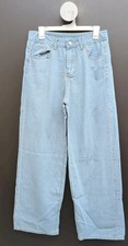 Womens High Rise Wide Leg Baggy Loose Fit Jeans Size S Light Wash Blue