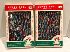 Vtg Jewel Foil Spiral Twist Christmas Garlands Expands to 30 ft w/Original Boxes