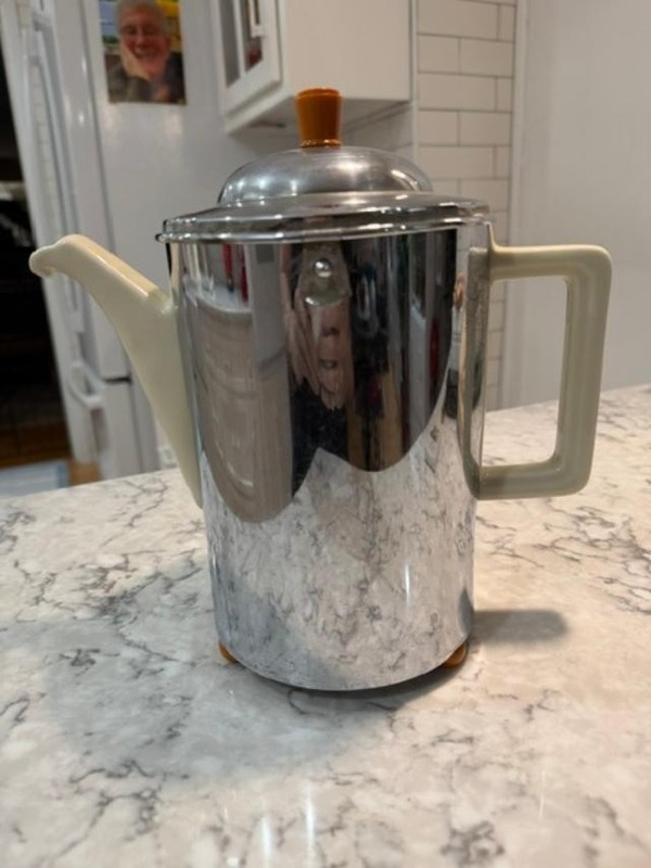 Vintage Bauscher Weiden 1950s-1960s Tea Pot in Chrome Insulated Cozy, Bavaria WG