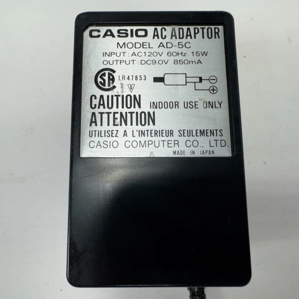 Casio Model AD-5C AC Adapter 9v OEM genuine Original Vintage Black Tip RARE - Image 3 of 4