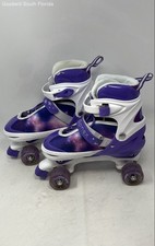 Gonex Girls Large Purple And White Ratchet Buckle Roller Skates Size 4-7