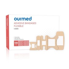 Ourmed Flexible Assorted Bandages Variety Pack 100 Count, Skin Color 