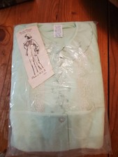 Vintage Woman's NWT Brushed Pajamas USA 36 Top And Bottom Lace And Embroidery B2
