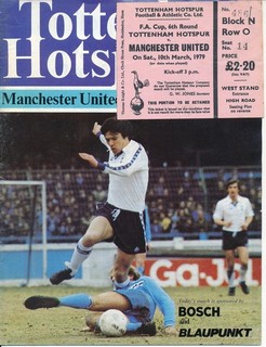 TICKET: Tottenham v Manchester United (FA Cup) 1978/1979 programme