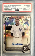 RODERICK ARIAS 2022 BOWMAN CHROME ATOMIC REFRACTOR #CPA-RA AUTO 16/100 PSA 9