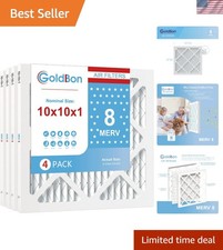 Electrostatic Pleated 10x10x1 MERV 8 Air Filters 4-Pack with Easy Install