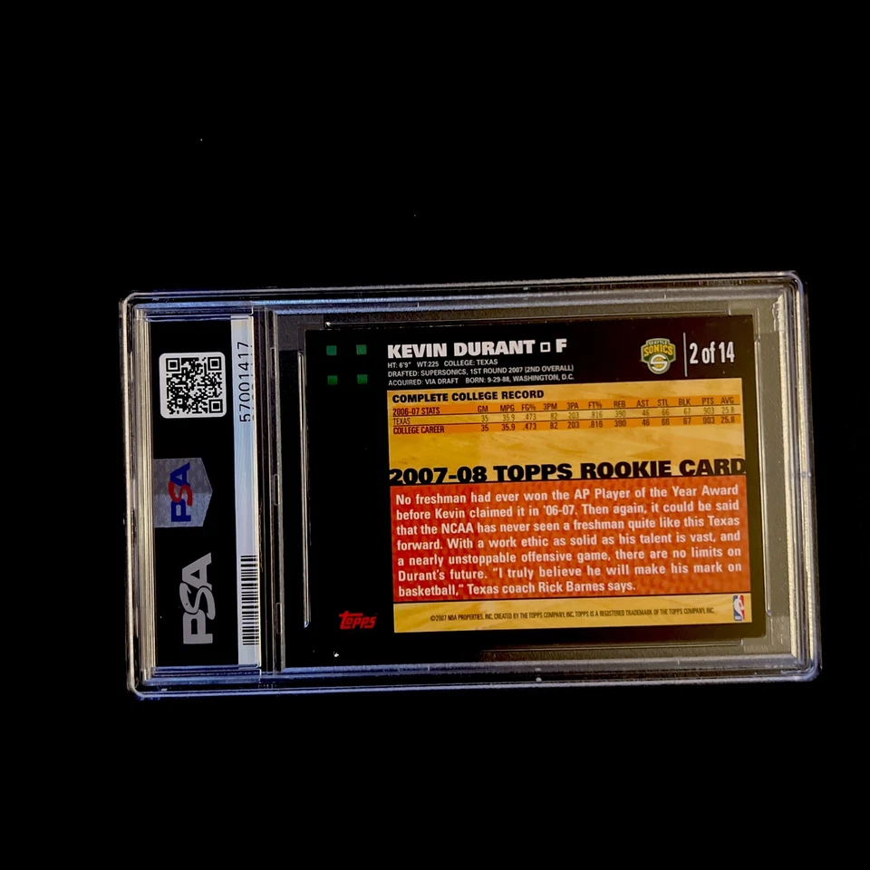 2007-08 Topps - Juego de fábrica al por menor conjunto de novato Kevin Durant #2 blanco (RC) Foto 2 de 2