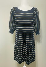 Coldwater Creek Knit Sweater Dress Women S/M Balloon Sleeve Striped Professional