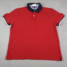 Tommy Hilfiger Polo Shirt Mens XL Red Casual Short Sleeve Adult 