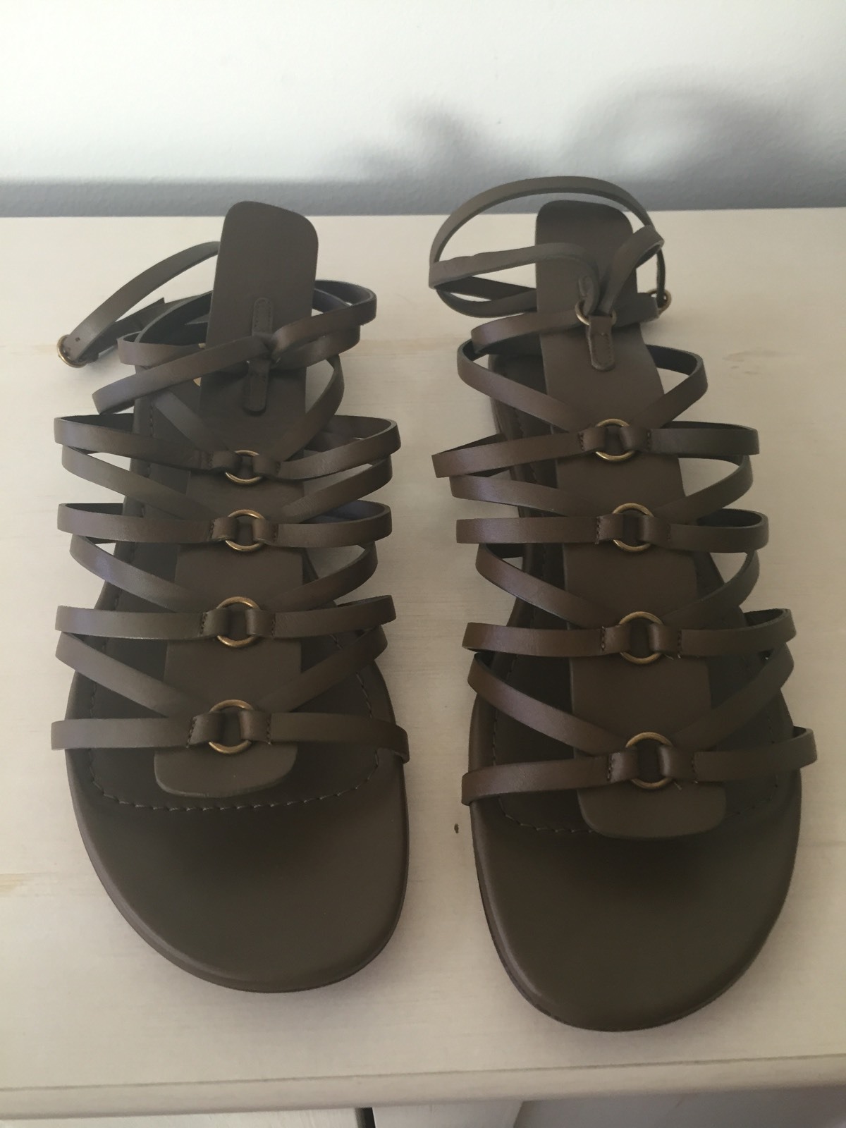 Sandali gladiatore verde kaki Yves Saint Laurent nuovi con scatola originali 39