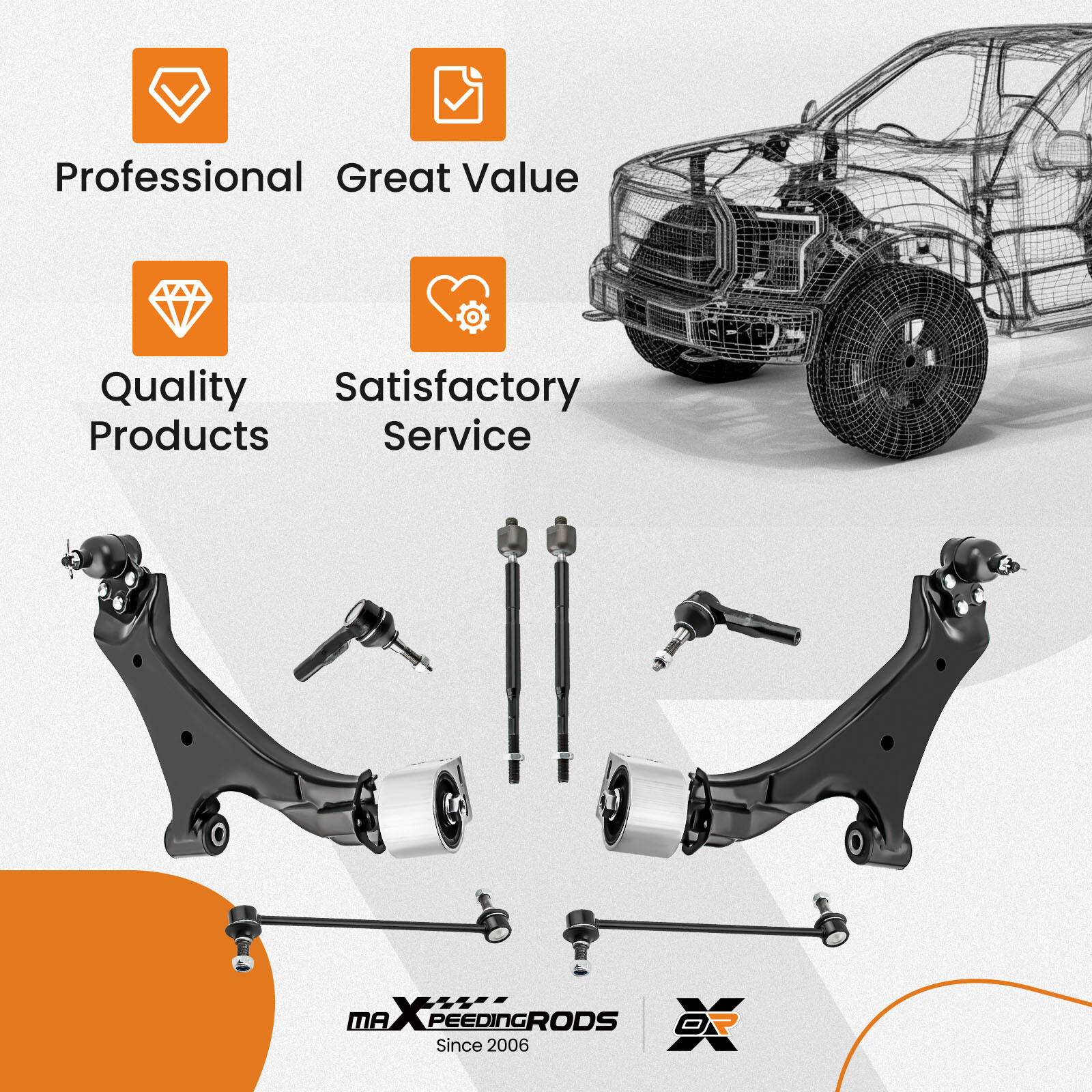 Front Lower Control Arms Sway Bars Tie Rods for 2010-2017 Equinox ...