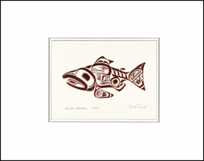 ''Copper''  HAIDA SALMON - SKAAGI by Bill Reid - 11'' x 14'' Matted art print