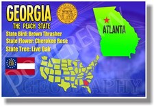 Georgia Geography - NEW U.S State Travel POSTER