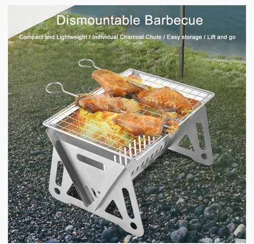MENGE 2! Edelstahl Tragbares Notizbuch Anthrazit BBQ Grill Sofort zusammenklappbar - Bild 5 von 6