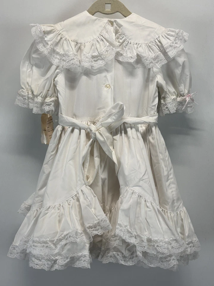 Vtg NWT New Lilo Baby Dress White Ruffled Pageant, Flower Girl Sz 5 READ - Image 4 of 4