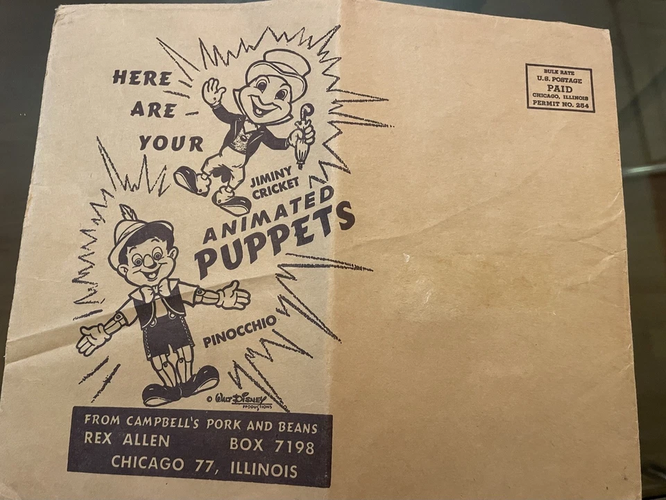 Títere de cartón premium de pinocho y pequeño años 50 Foto 4 de 4