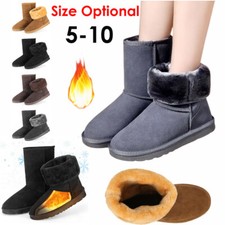 Women Winter Warm Faux Fur Lining Snow Boots Lace Up Waterproof Ankle Boots NEW