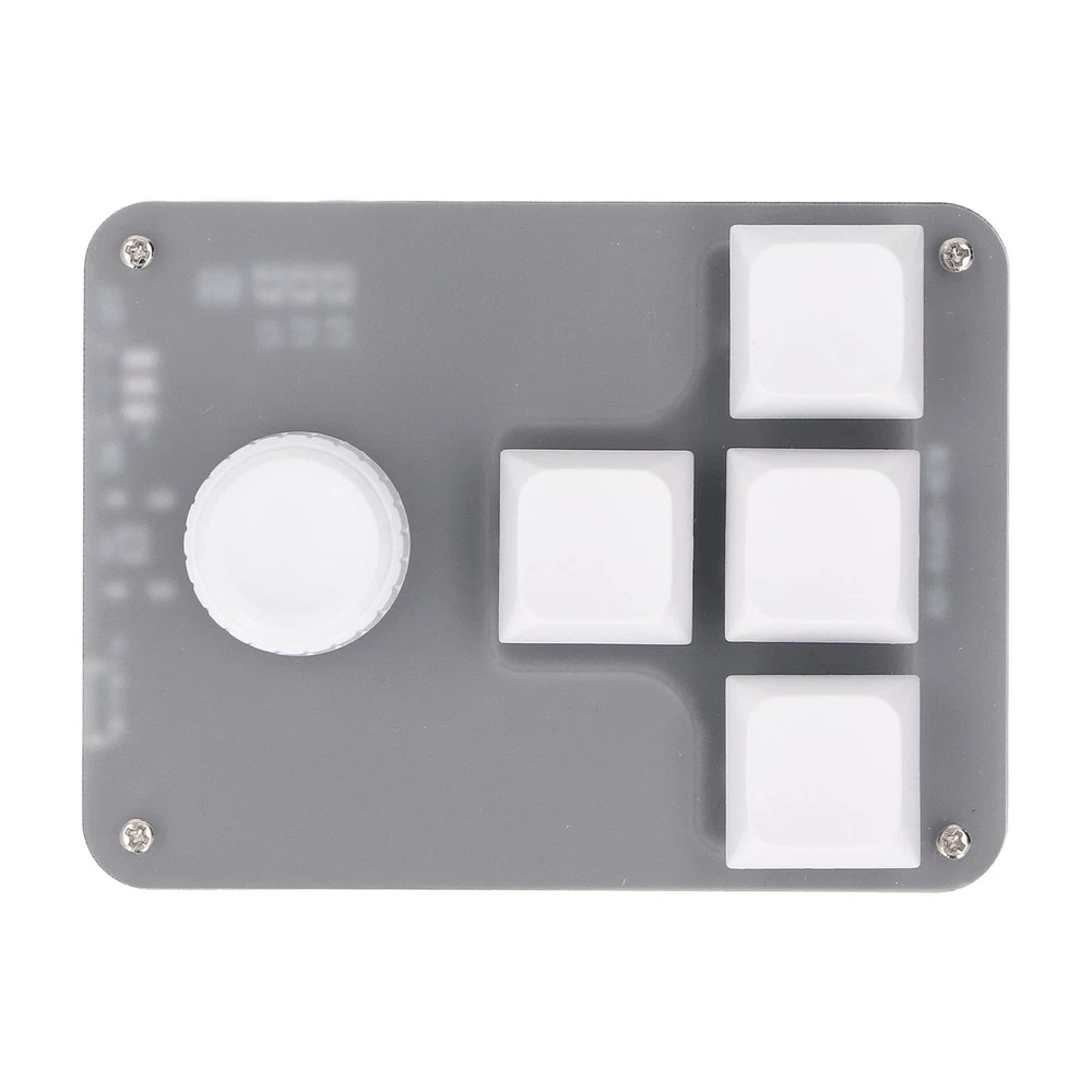 4-Key Programmable Mechanical Keypad with RGB Light and Knob in White