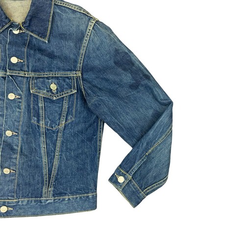 VTG BIG STONE DENIM TRUCKER JACKET RAW DENIM LOVELY FADES & WHISKERING S 36” - 第 2/8 張圖片