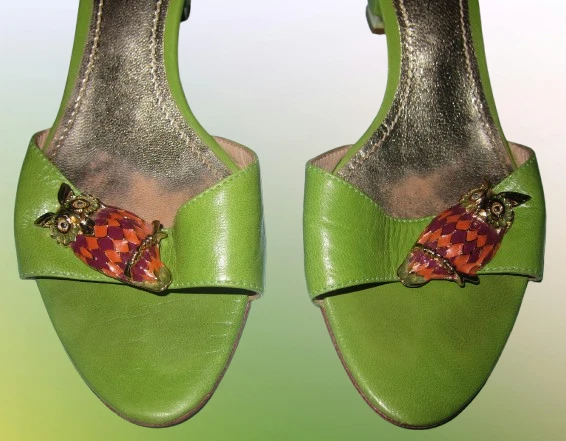 Mules cuir vert Mario Bologna 37 - Photo 2/4