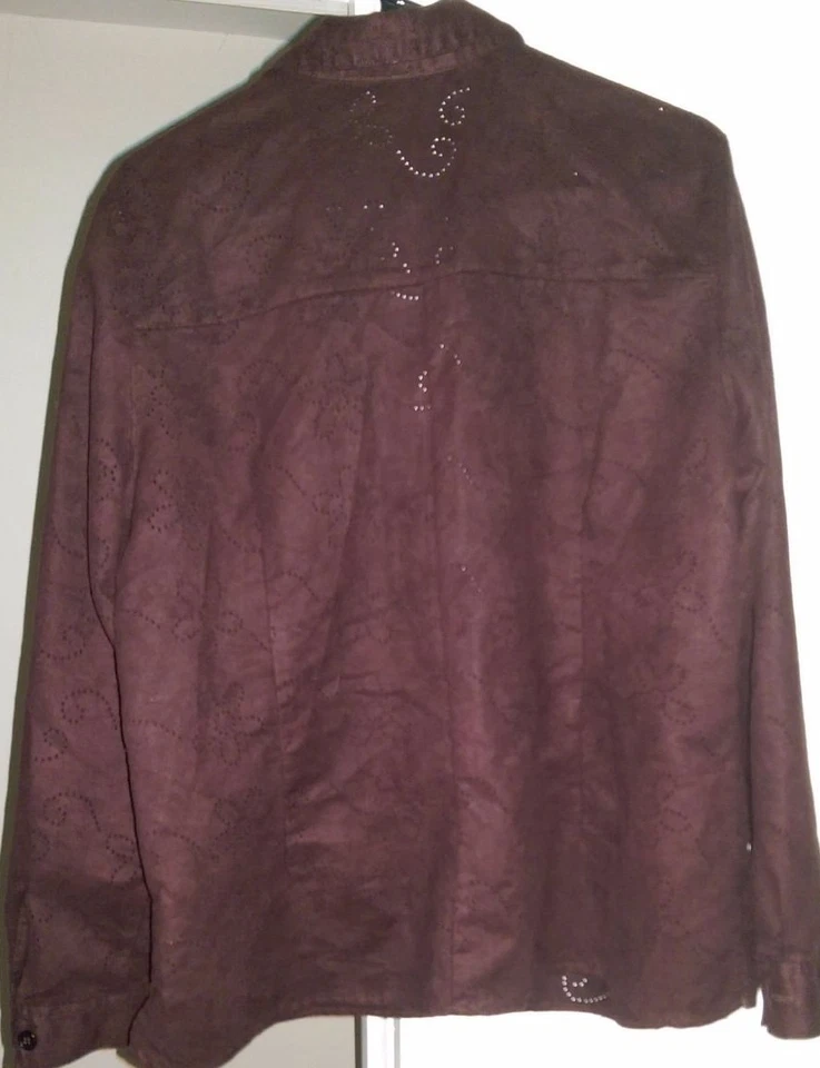 Camisa Top Blusa Sag Harbor Mujer Talla L Grande Marrón Floral Foto 3 de 3