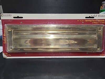 Solid Brass Door Mail Slot Horizontal Brainerd Mfg. 11'' X 2.5'' 1001XCPB