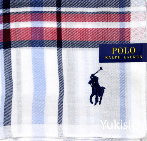 Polo Ralph Lauren Japan Handkerchief Check Navy Logo Embroidered 50cm New - Picture 4 of 5