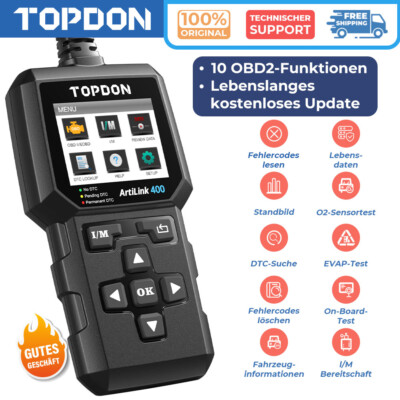 TOPDON AL400 KFZ OBD2 Diagnosegerät Auto Scanner Fehler Auslesegerät Deutsch DHL