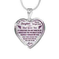 Daughter Gift from Dad Heart Necklace with Inspirational Message She ll Cherish